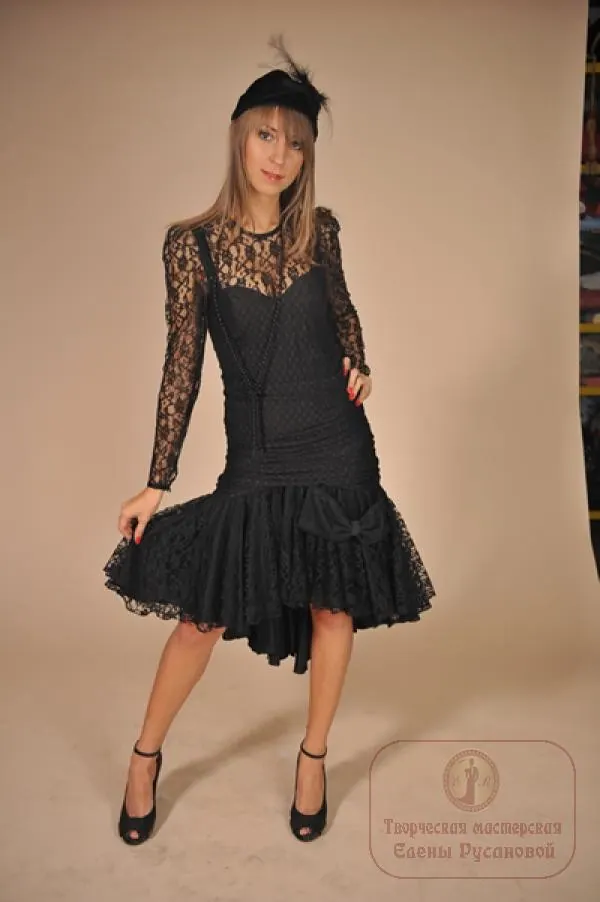 Платье Чикаго, черный гипюр